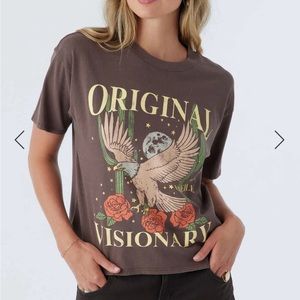 Brown Tee shirt with Flying Eagle design O’Neill Brand Size Large